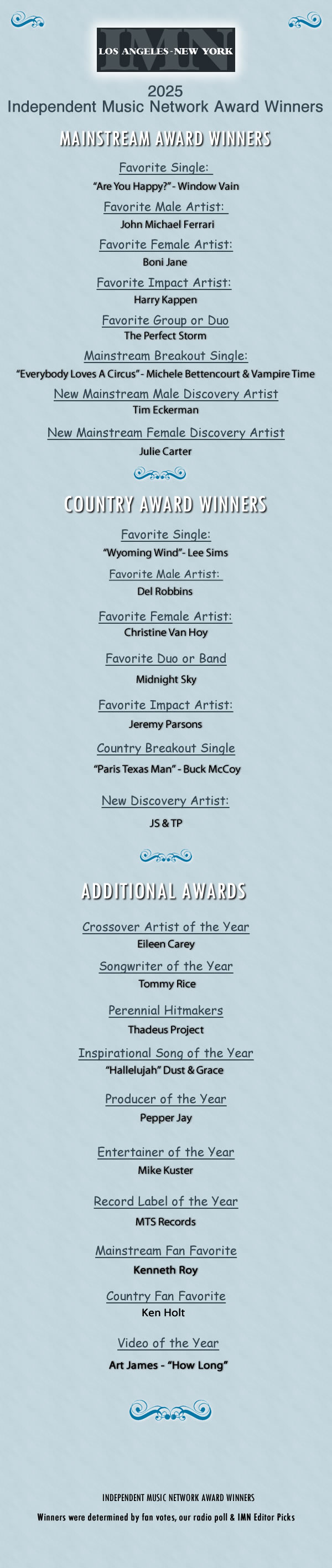 IMN Award Winners 2025